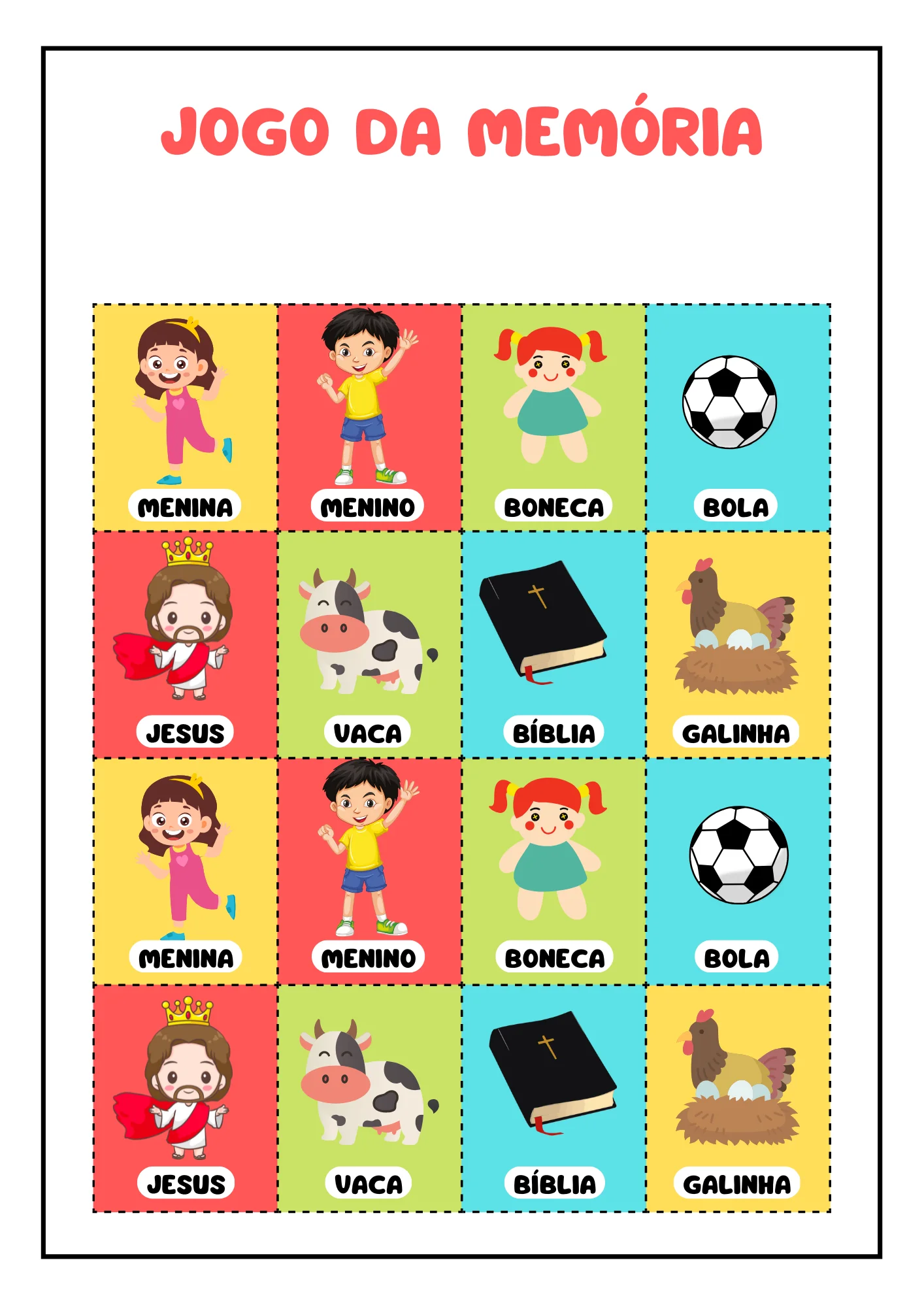 Jogo da memória bíblico infantil para imprimir